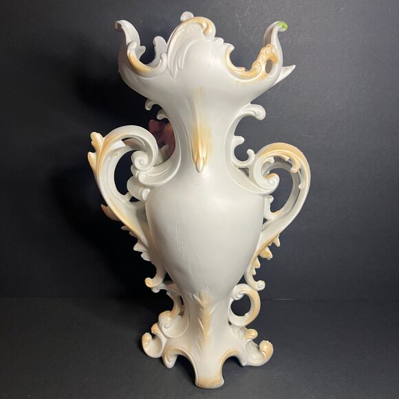 Vintage Rare Saxony Art Nouveau Porcelain Floral Woman Figural Vase 12.5" - Picture 4 of 10